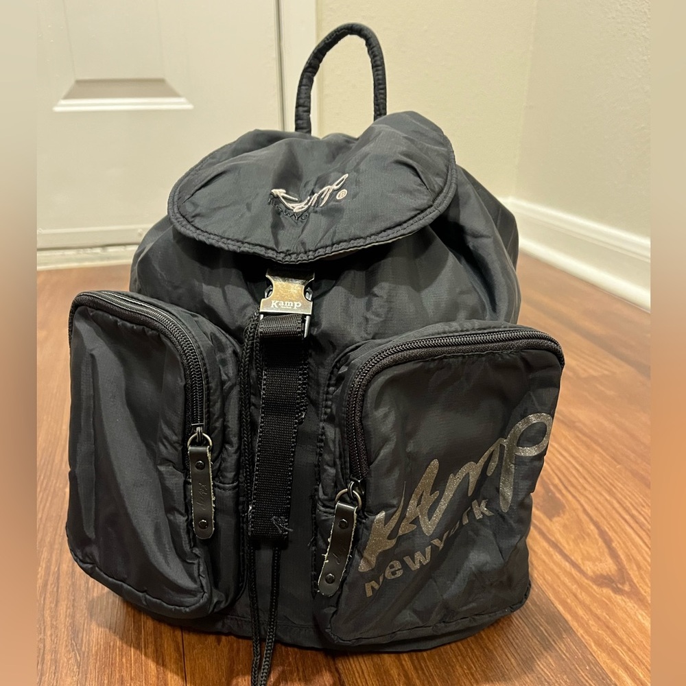 Kamp New York Black Nylon Backpack.